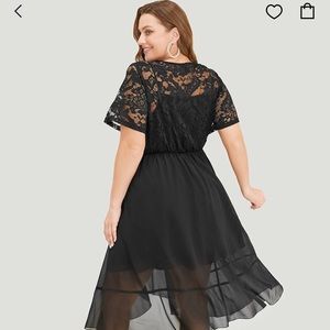 NWT- 3X- Solid Lace Pocket Mesh Ruffle Trim Wrap Dress